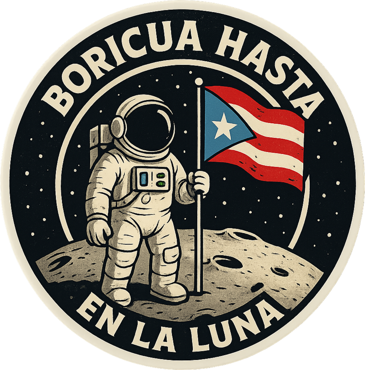 Boricua Hasta en la Luna Puerto Rico Sticker Boricua